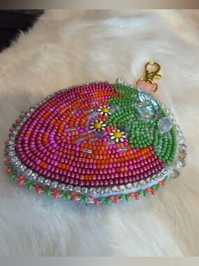 🪡Handmade Beaded Strawberry Floral Keychain / Bag clip 🌸
